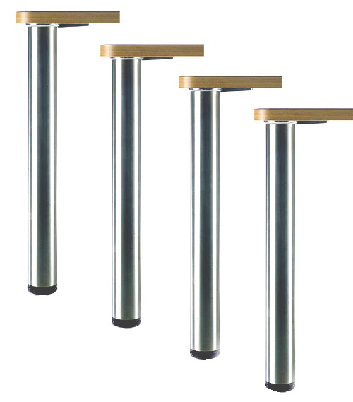 ROME Steel Table Legs, Round, 2 3/8″ Diameter, 27 3/4″ Height, 1″ Adjustable Foot, Set of 4 Legs,  various Finishes