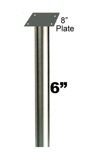 6" Diameter Leg Josh with 8" TOP Plate, **Satin Chrome**, 40 1/2" Height