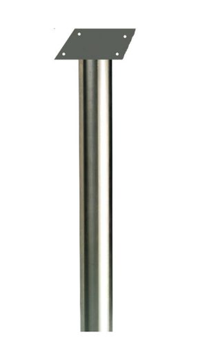 4" Diameter Table Leg, welded plate, 23 1/2" Height for ED **Satin Chrome**