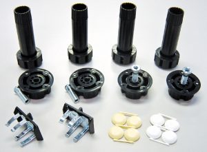 Set of 4 ABS legs (4”-6 1/2”) and 4 ABS sockets, clips and caps