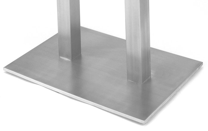 18" x 28" Stainless Steel Base, 2 SQUARE columns