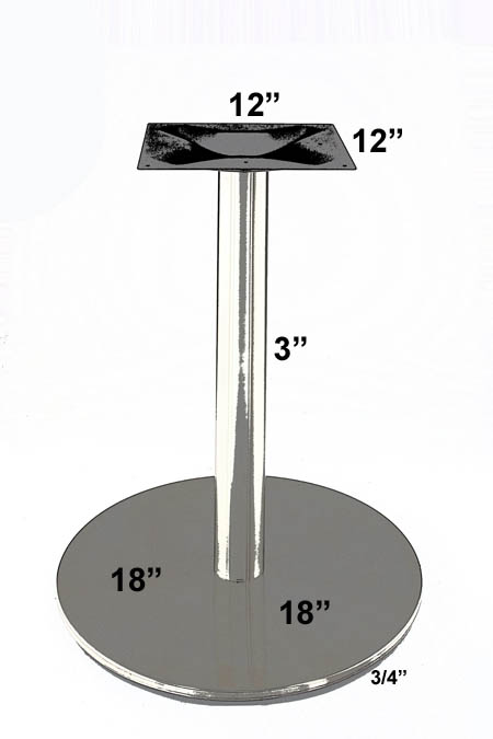 18" Round Table Base, Stainless Steel or Black Finish