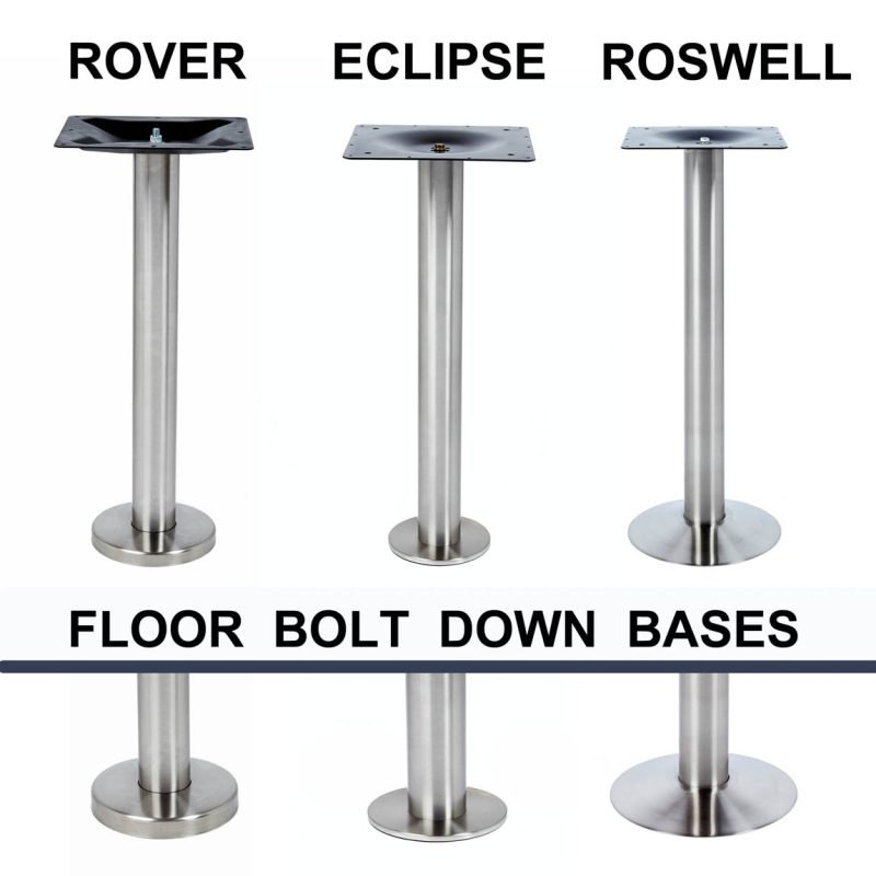 ROVER BAR HEIGHT TABLE LEG, floor bolt down table leg, stainless steel metal