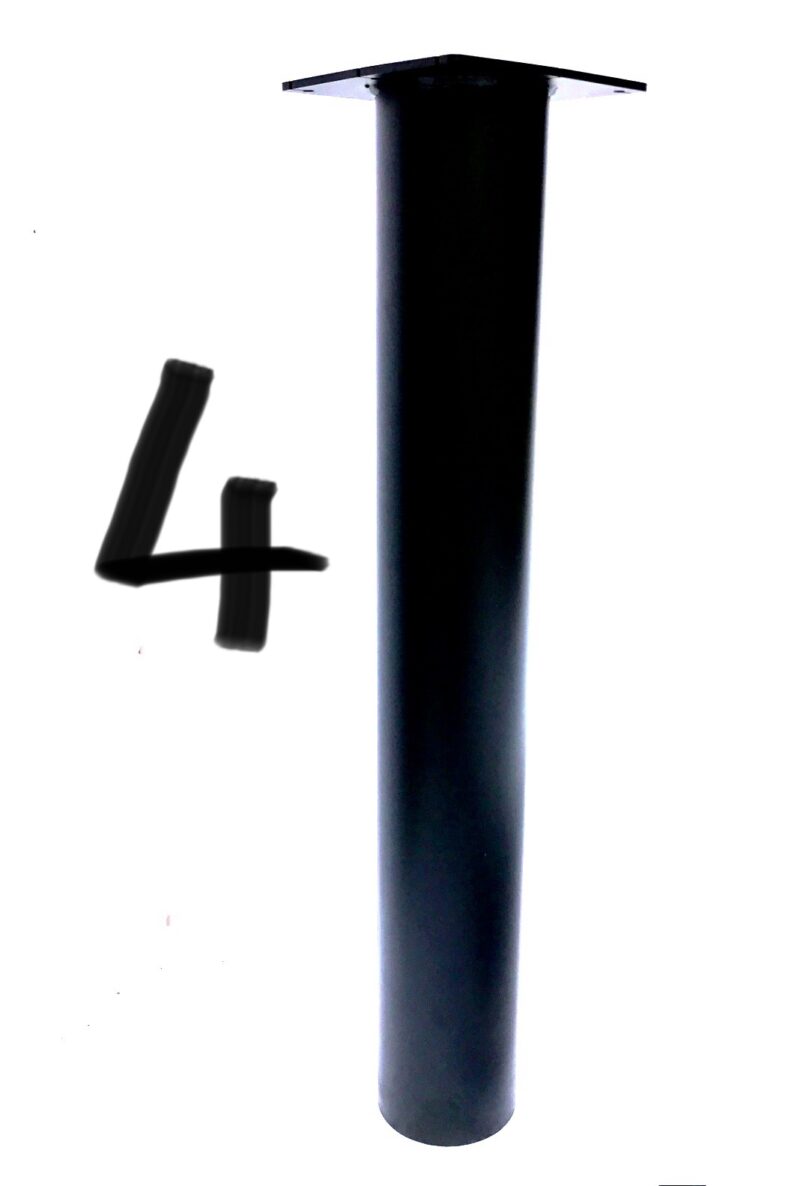 Set of 4, FLORENCE Black Steel Leg, 3” Diameter, Round, 1″ Adjustable Foot, strong metal top plate
